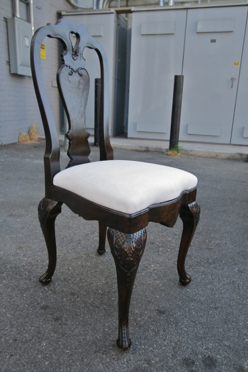 Burl 19th Century Dutch Library Table Desk and Four Chairs For Sale