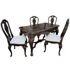 19th Century Dutch Library Table Desk and Four Chairs 5
