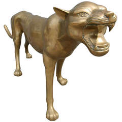 Vintage Brass Cougar Sculpture from the 1960s