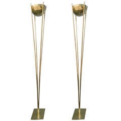 Pair of 1970s Brass Torcheres 1