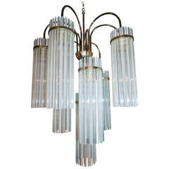 Attributed to Gaetano Sciolari for Lightolier 1960s Glass Rod Chandelier 12