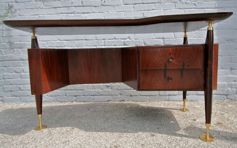 Brazilian Jacaranda Desk with Two Drawers by Scapinelli