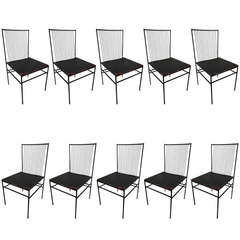 Set of Ten Tenreiro Iron Dining Chairs