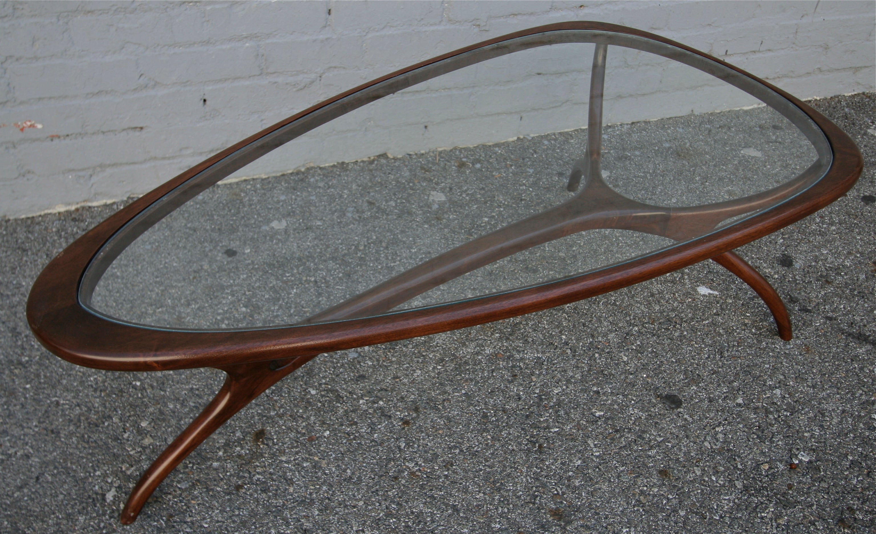 1960s Brazilian Coffee Table with Glass Top