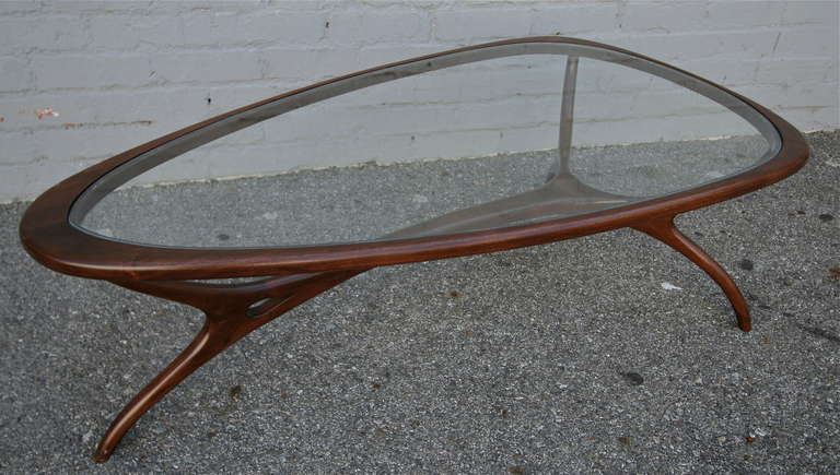 Mid-Century Modern 1960s Brazilian Coffee Table with Glass Top