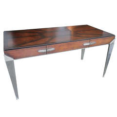 1930s Art Deco Metal and Leather Console Table or Desk 8