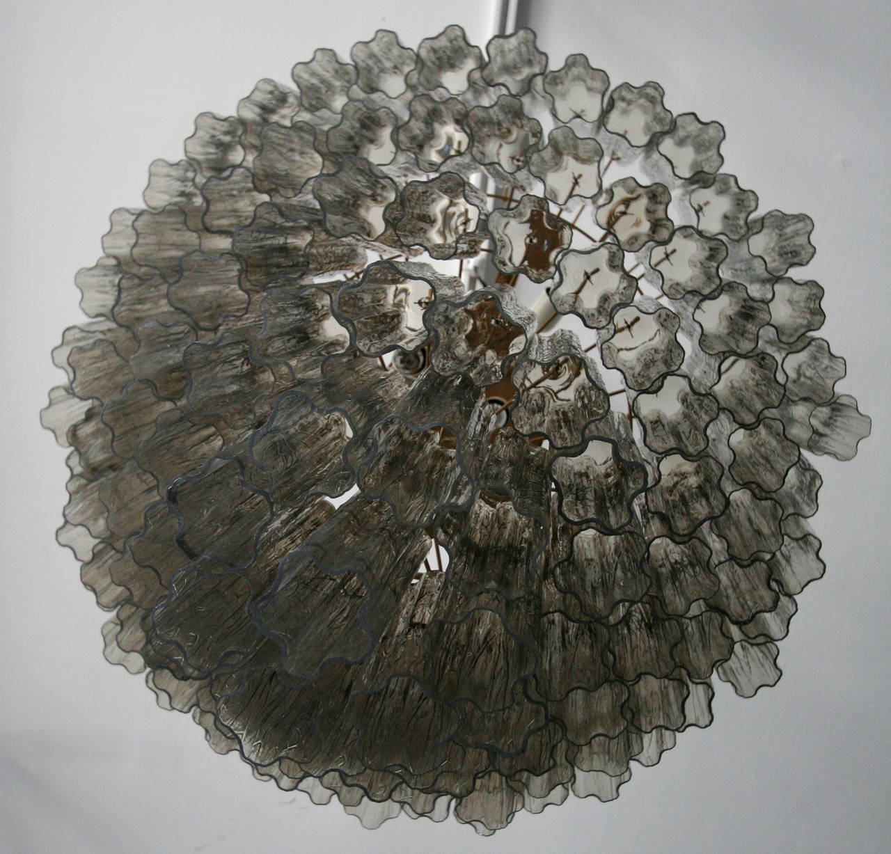 Italian Tiered 1970s Smoked Glass Murano Chandelier For Sale