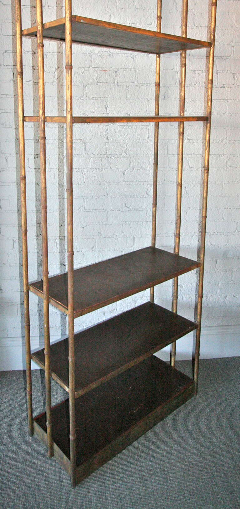 Mid-20th Century 1950s Mexican Metal and Wood Bookcase with Six Finials