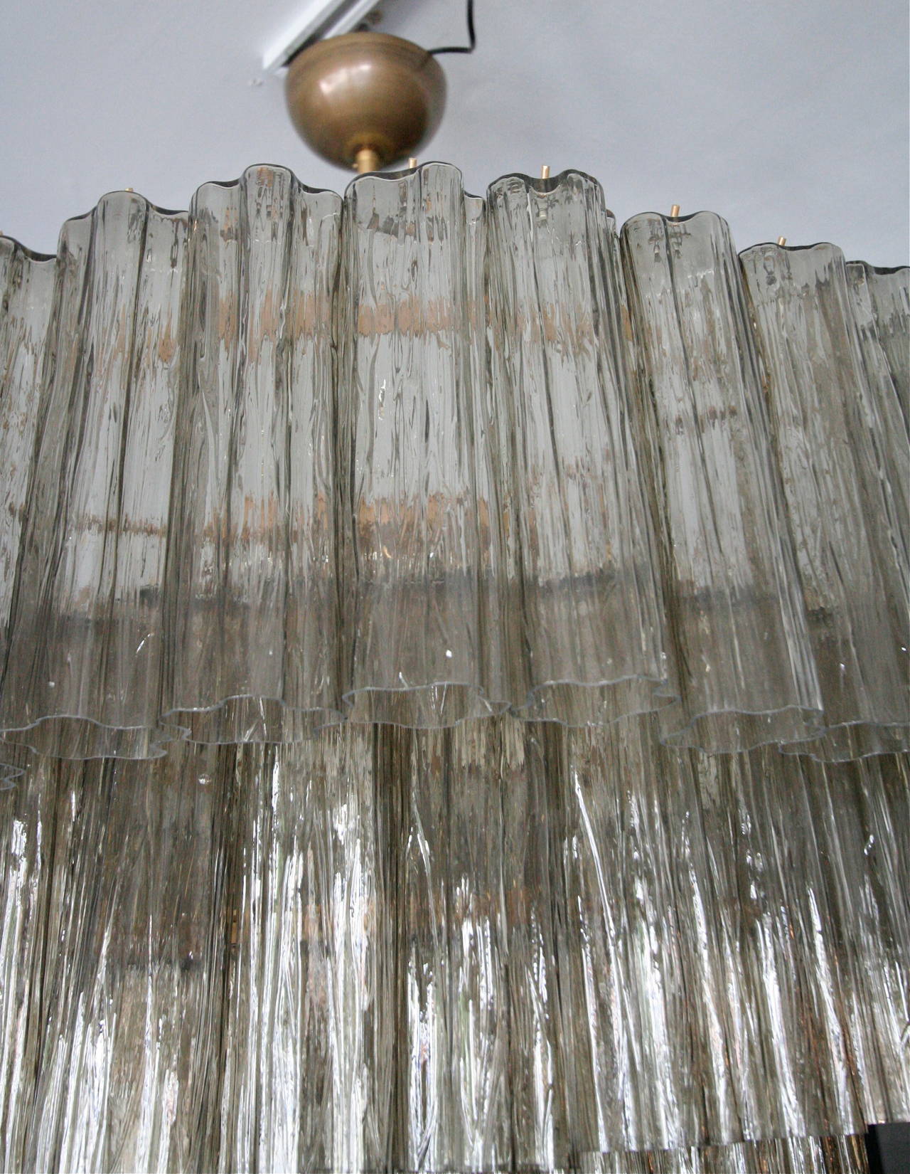 Late 20th Century Tiered 1970s Smoked Glass Murano Chandelier For Sale