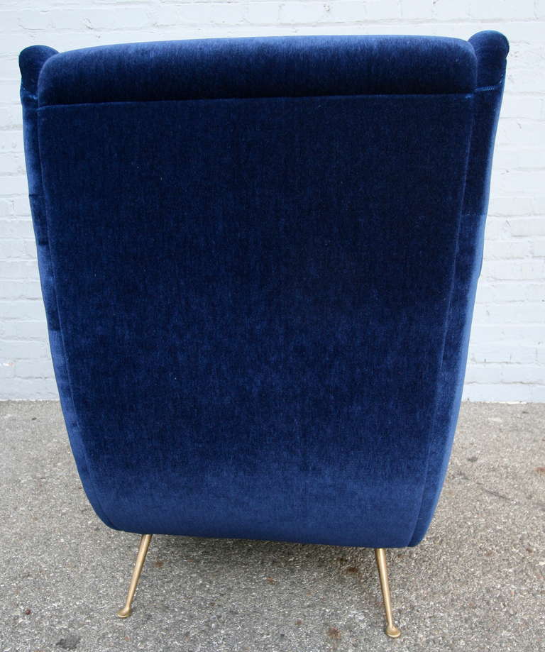 Italian Pair of Blue Mohair Chairs