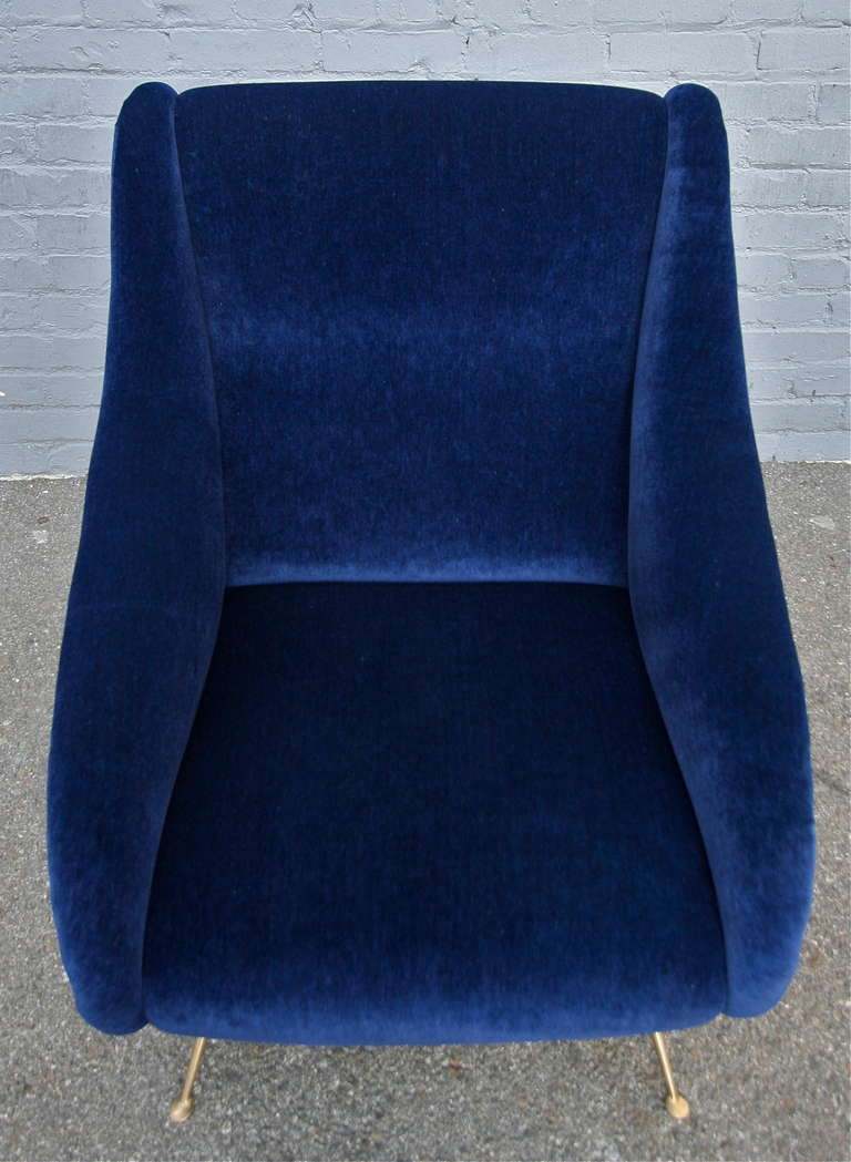 Pair of Blue Mohair Chairs In Excellent Condition In Los Angeles, CA