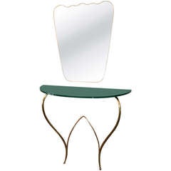 Italian 1960s Brass Console and Mirror 3