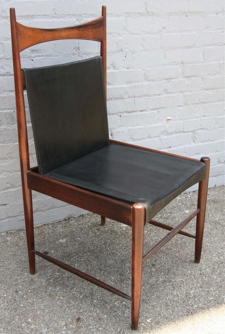 Set of 1960s Brazilian Jacaranda Wood Cantu Dining Chairs by Sergio Rodrigues In Good Condition In Los Angeles, CA