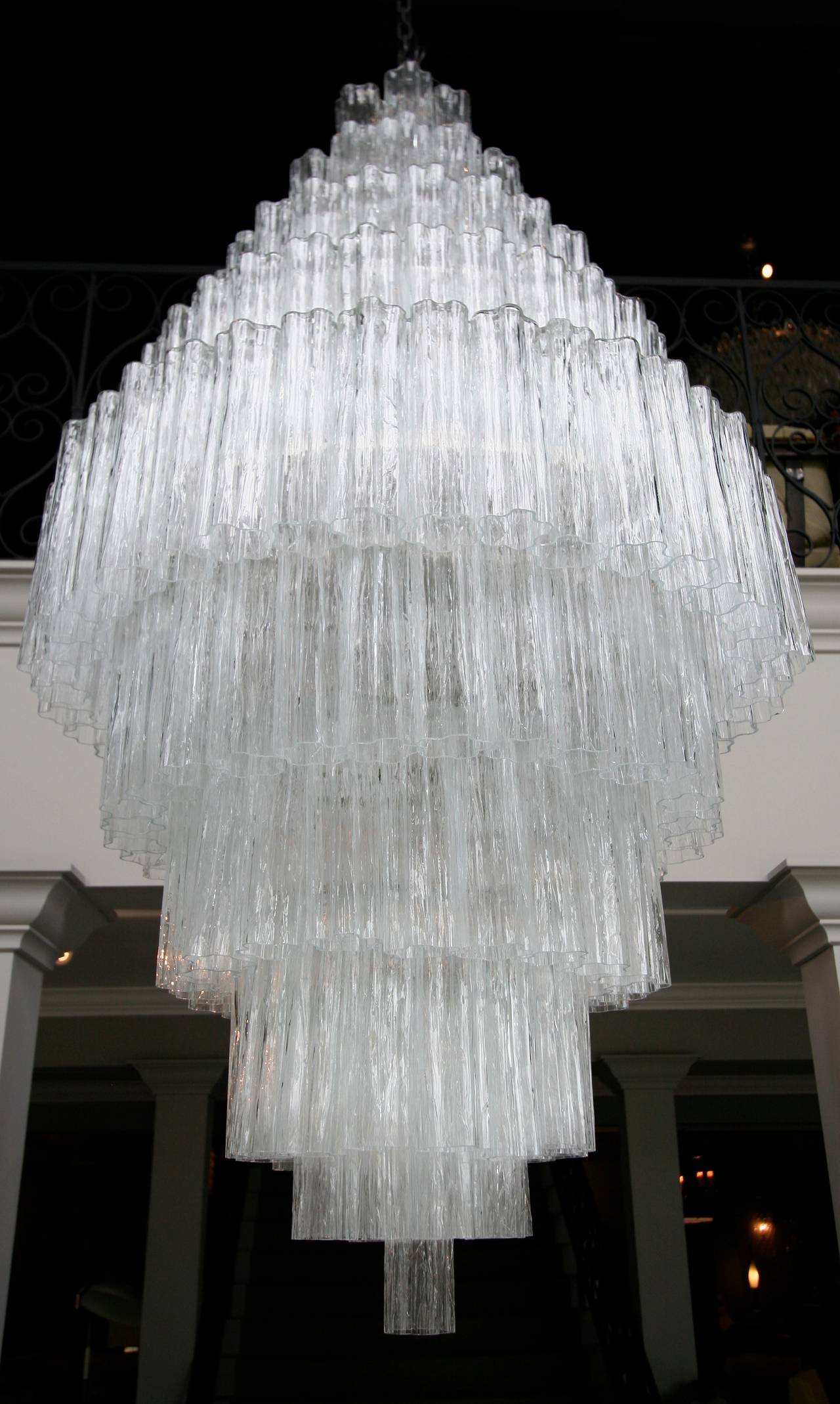 Tiered 1970s Murano Glass Chandelier at 1stDibs
