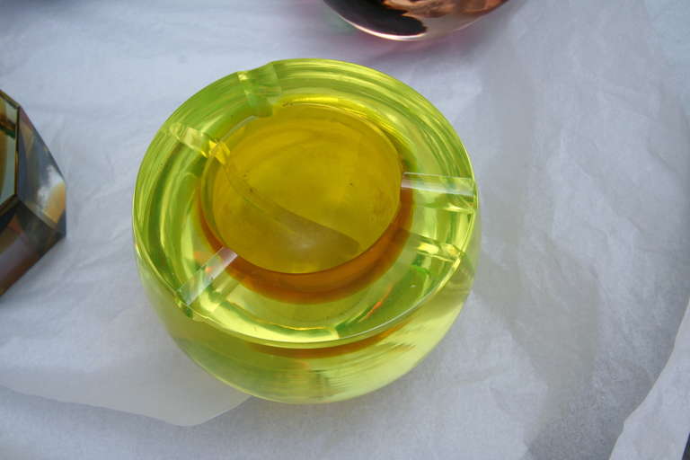 Mid-Century Modern Green & Yellow Murano Glass Pieces For Sale