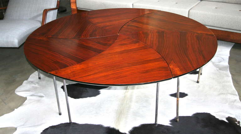Round Hvidt Style Rosewood Pinwheel Coffee Table with Six Petals
