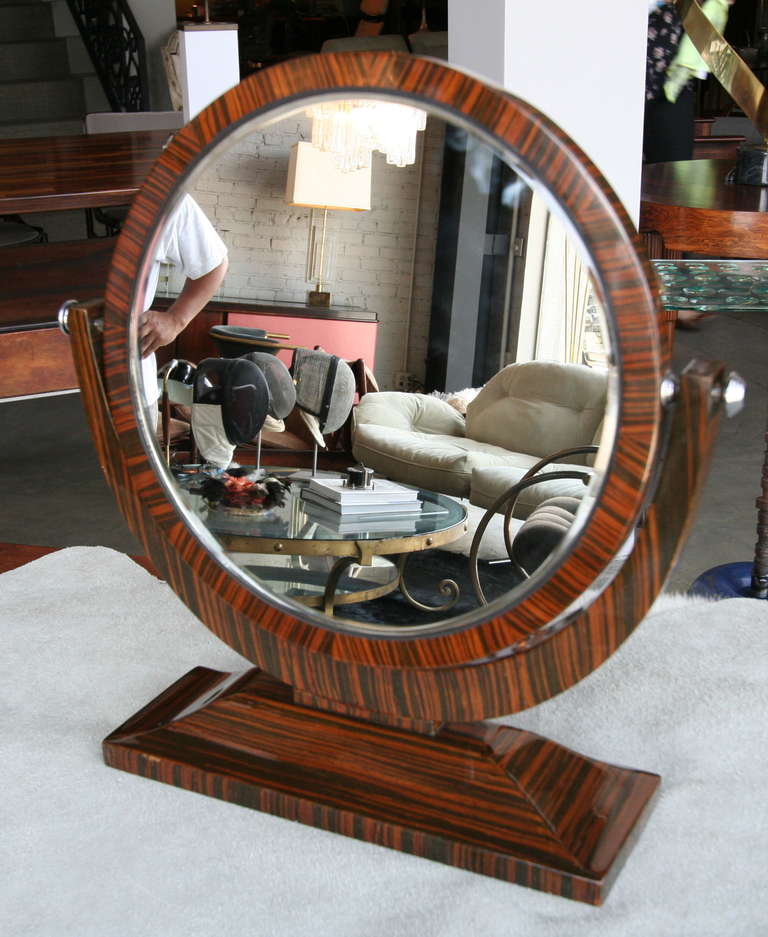 Art déco Miroir de coiffeuse inclinable en bois d'ébène de Macassar des années 1950 en vente