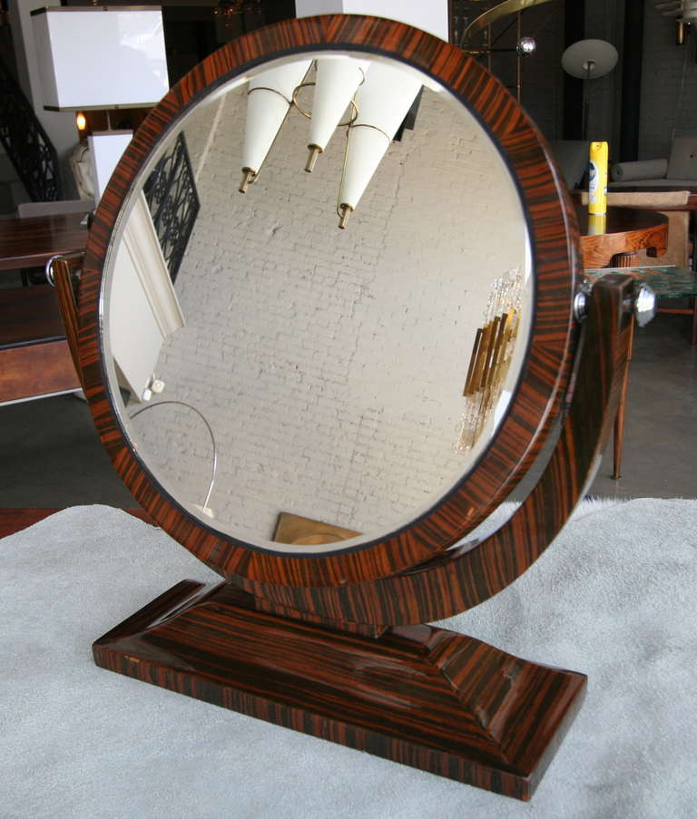 Macassar Ebony Wood 1950s Tilting Vanity Mirror 2