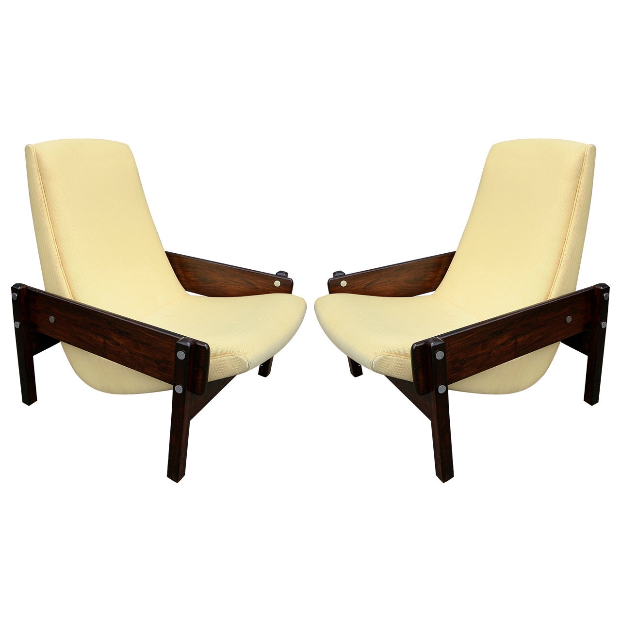 Pair of 1960s Sergio Rodrigues Brazilian Jacaranda Vronka Chairs