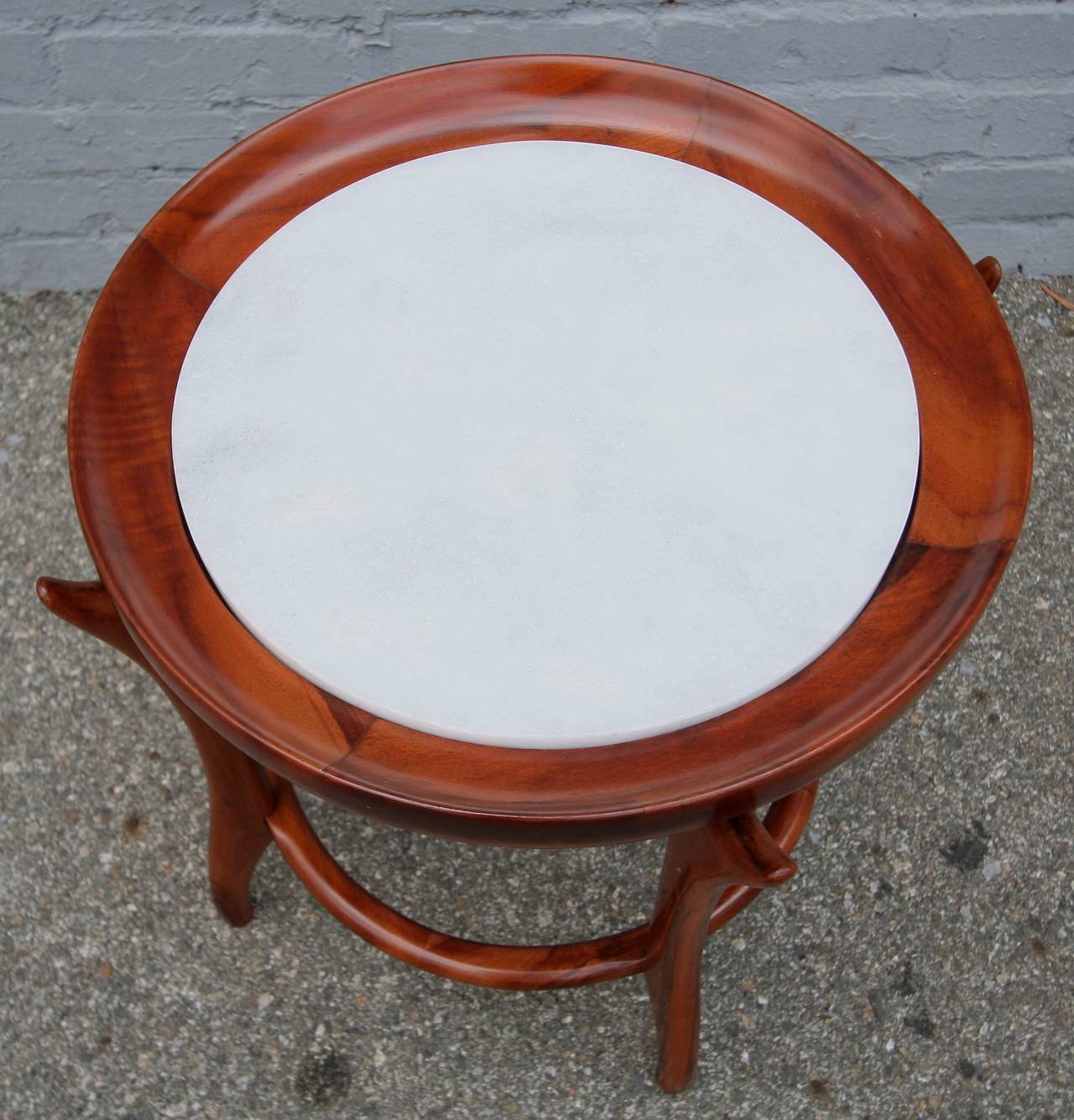 Pair of 1960s Scapinelli Brazilian Jacaranda and Marble Side Tables In Good Condition In Los Angeles, CA