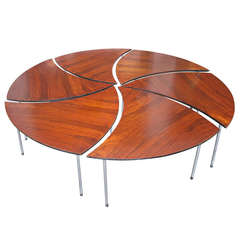 Round Hvidt Style Rosewood Pinwheel Coffee Table with Six Petals