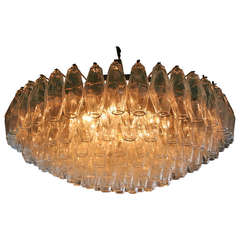 Round Italian Venini 1970s Polyhedron Glass Chandelier 6