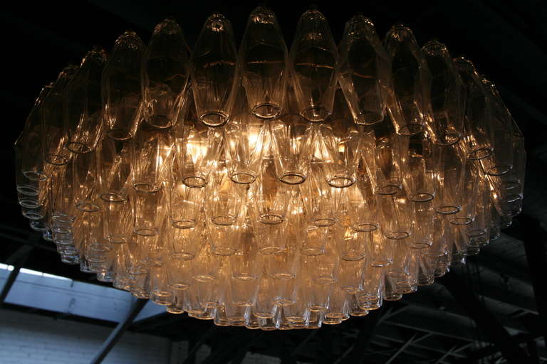 Mid-Century Modern Round Italian Venini 1970s Polyhedron Glass Chandelier For Sale