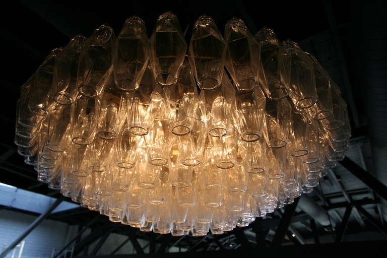 Late 20th Century Round Italian Venini 1970s Polyhedron Glass Chandelier For Sale