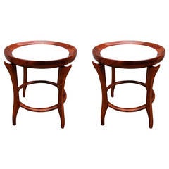 Pair of 1960s Scapinelli Brazilian Jacaranda and Marble Side Tables