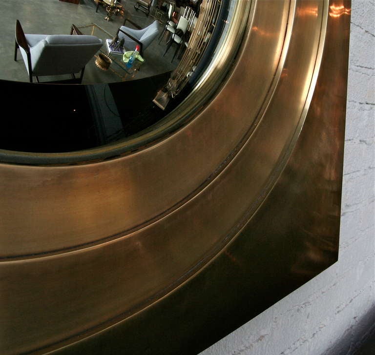 American Custom Square Brass Convex Mirror by Adesso Imports
