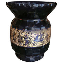 Amethyst Vase with Gilded Detailing by Moser