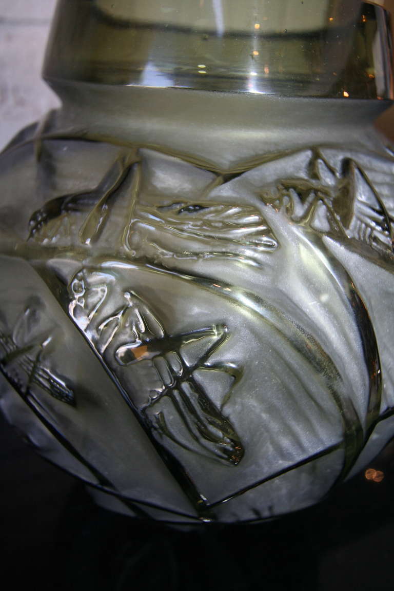 Rene Lalique 1930s Sauterelles Grasshopper Glass Vase 1