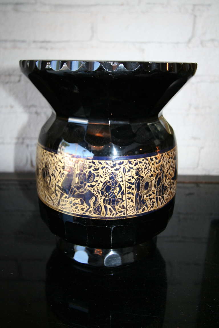 Amethyst Vase with Gilded Detailing by Moser In Excellent Condition In Los Angeles, CA