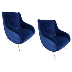 Pair of Blue Mohair Chairs