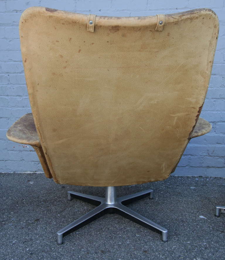 Metal Weathered Lounge Chair with Ottoman from 1950s