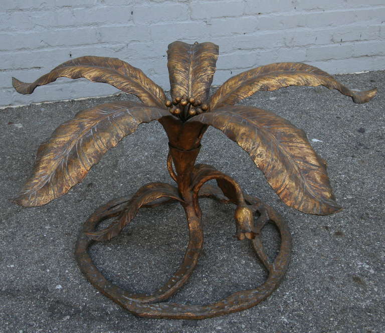 1950s Metal Floral Coffee Table Base In Excellent Condition In Los Angeles, CA