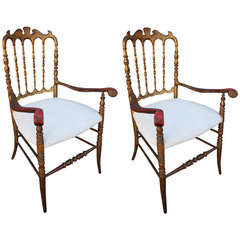 Pair of 1950s Gilded Chiavari Chairs 6