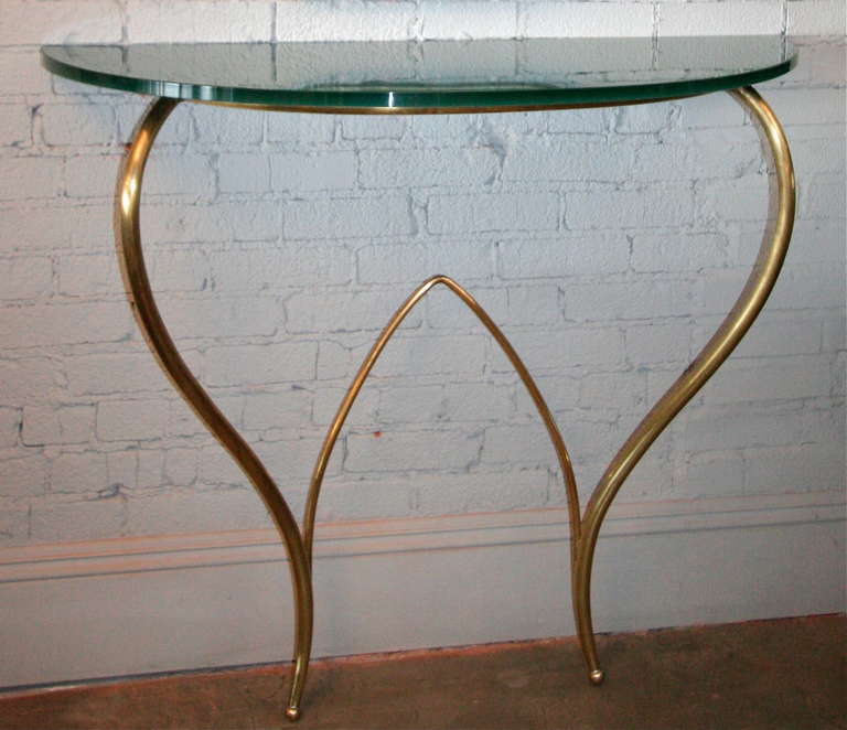 Italian Glass and Brass Console For Sale 1