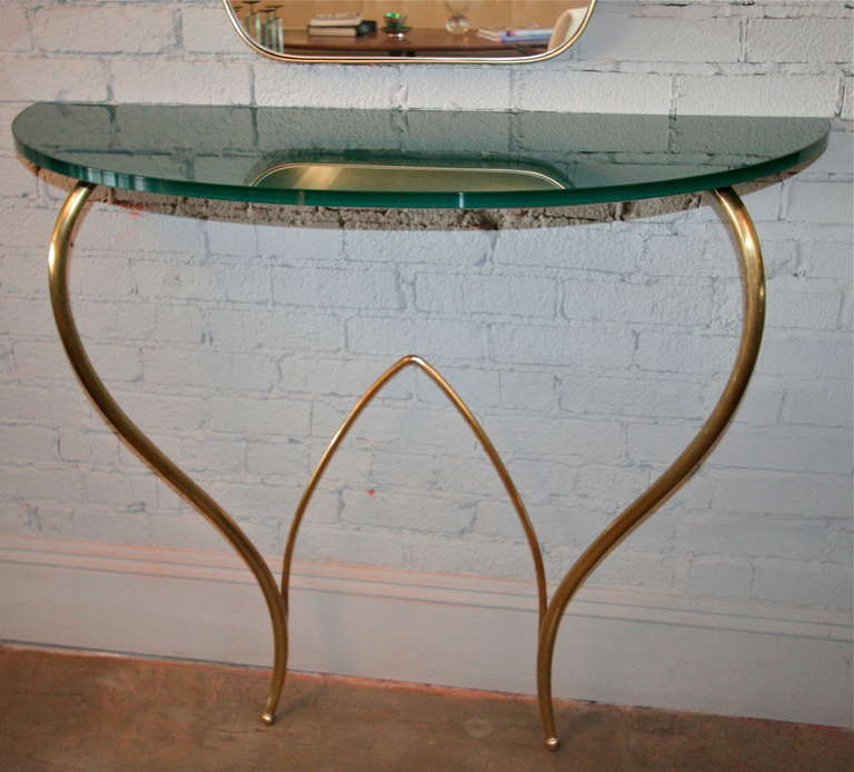Italian Glass and Brass Console For Sale 2