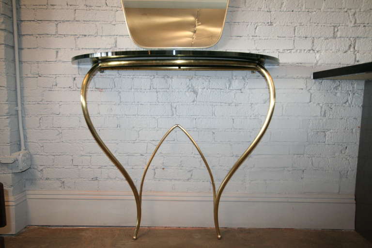 Italian Glass and Brass Console For Sale 3