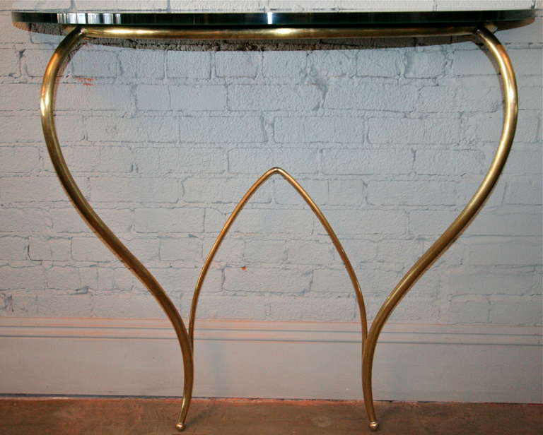 Italian Glass and Brass Console For Sale 5