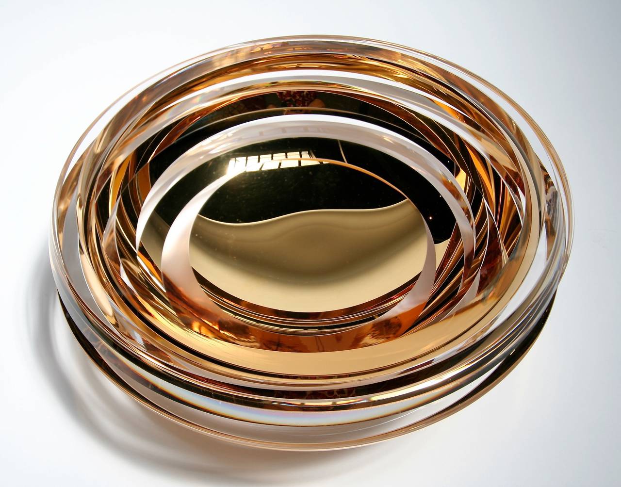 Tchèque Anna Part One Coupe Gold Glass Sculpture / Vase en vente