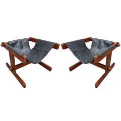 Pair of 1960s Percival Lafer Brazilian Jacaranda Lounge Chairs