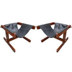 Pair of 1960s Percival Lafer Brazilian Jacaranda Lounge Chairs