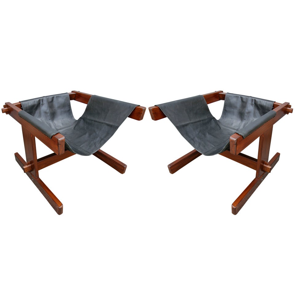 Pair of 1960s Percival Lafer Brazilian Jacaranda Lounge Chairs