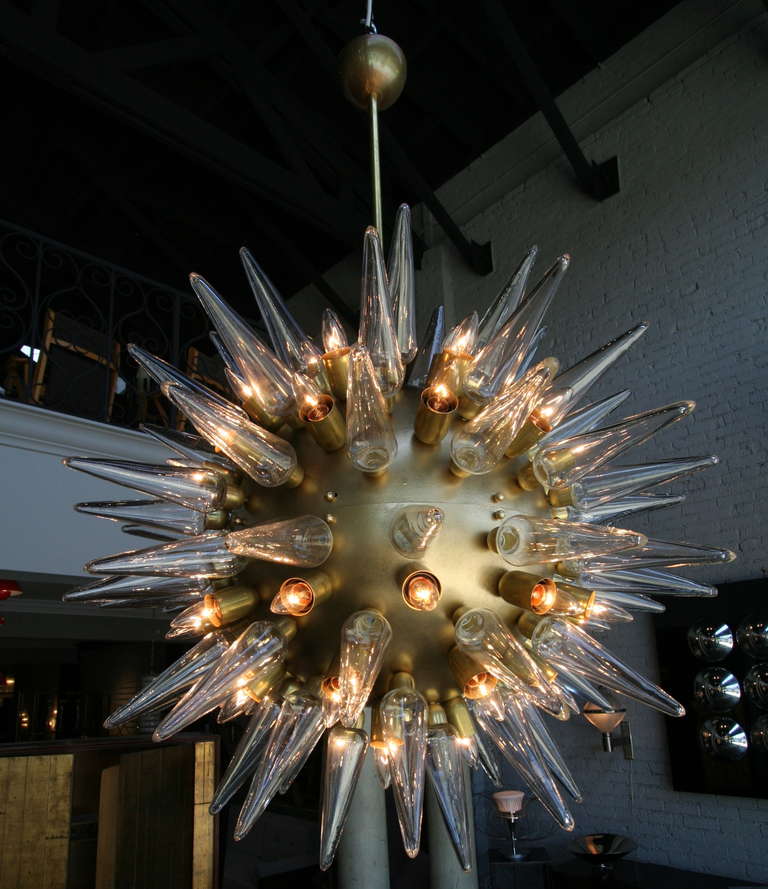Sputnik chandelier from the 1980s, the pair is available for purchase.