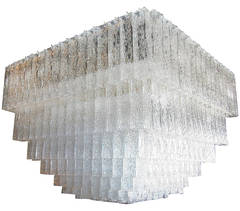 Large Square 1960s Murano Glass Vistosi Chandelier 11