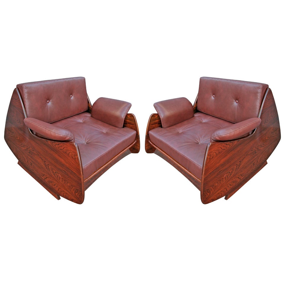 Pair of Jorge Zalszupin 1960s Brazilian Jacaranda Lounge Chairs