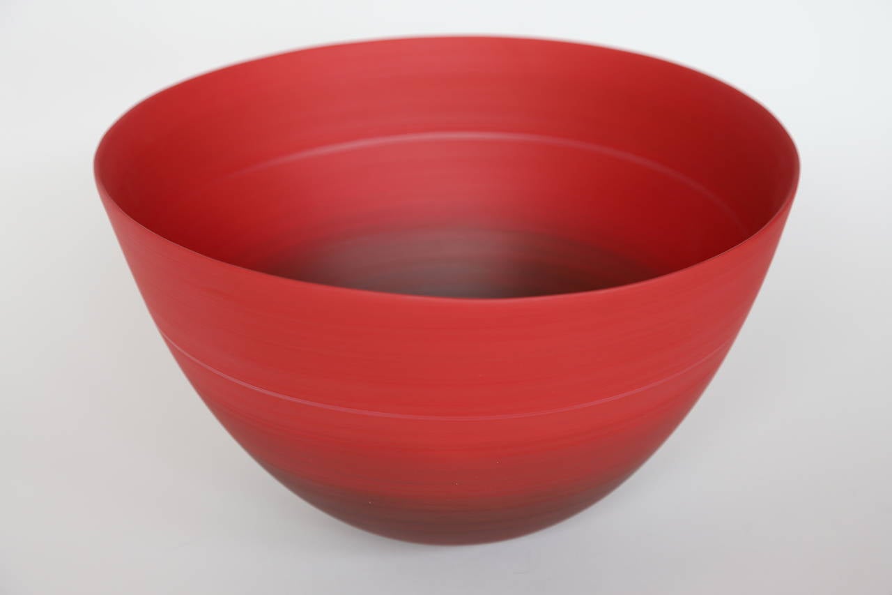 Italian handmade ceramic bowls in poppy, green bamboo and teal by Rina Menardi. Priced individually. Available in other colors.  Made to order. Shipping from Europe not included.

Medium poppy red $825 (Diameter 13.75