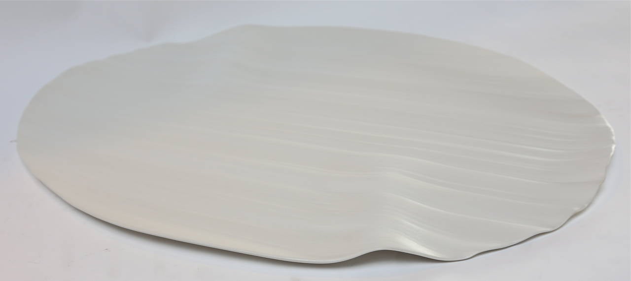 Rina Menardi Handmade Brown and White Ceramic Leaf Tray In New Condition For Sale In Los Angeles, CA